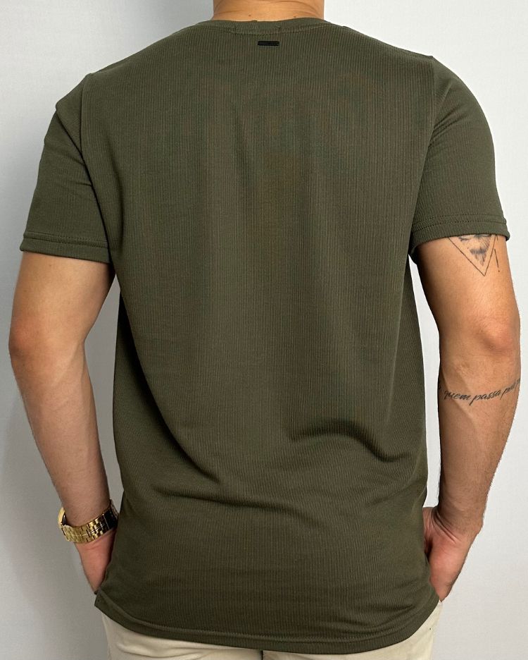 Camisa Texturizada Básica Verde Escuro