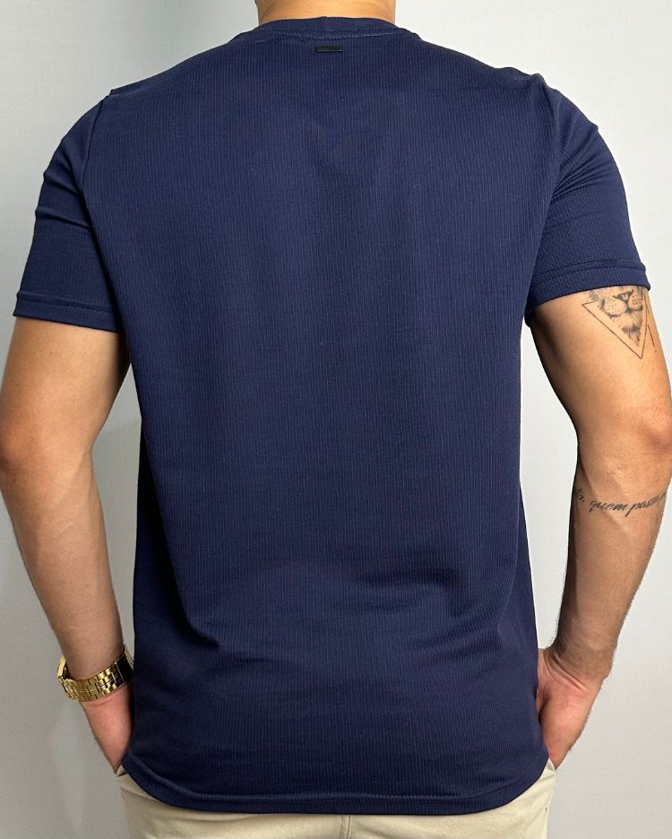 Camisa Texturizada Básica Azul Marinho