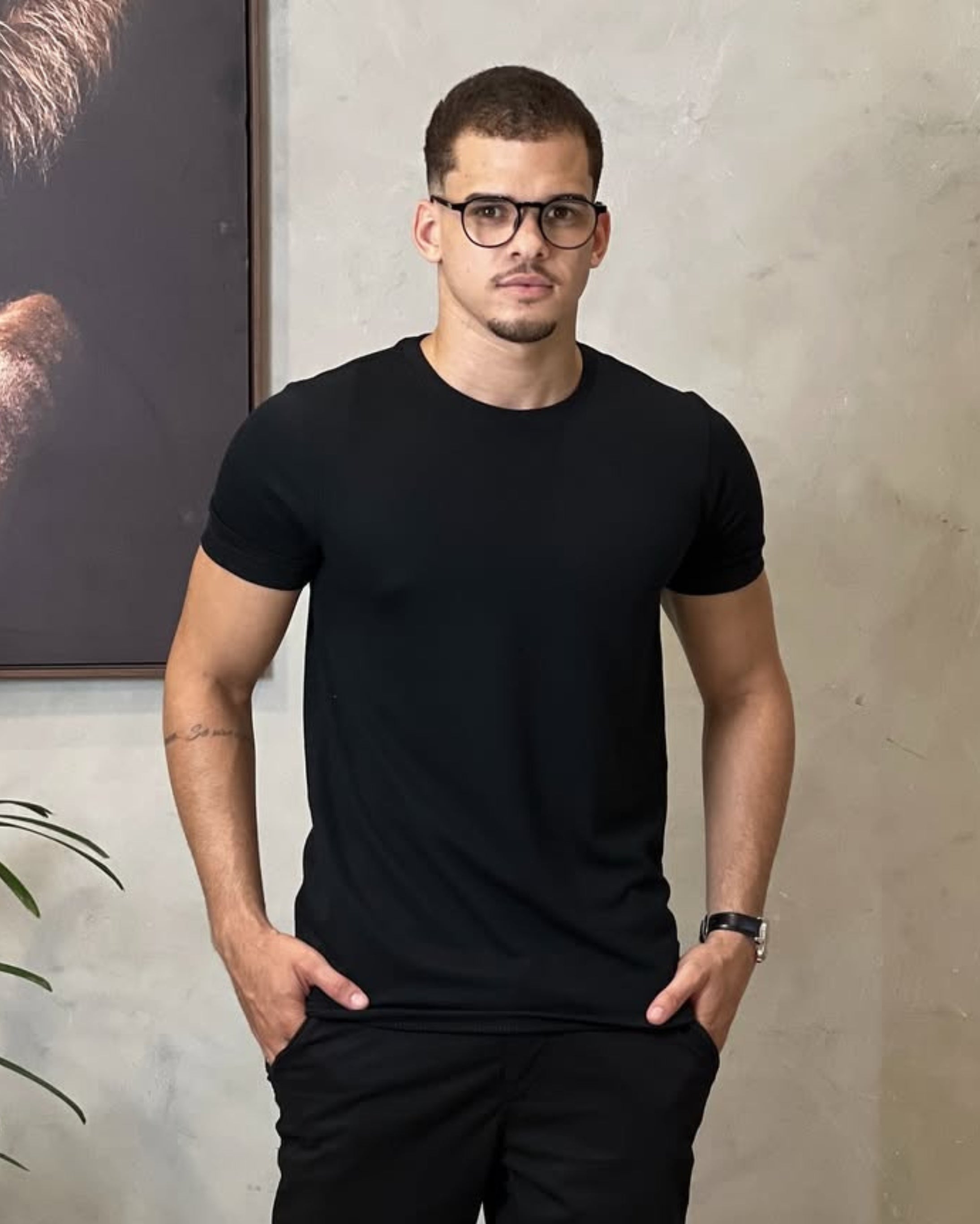 Camisa Texturizada Básica Preto