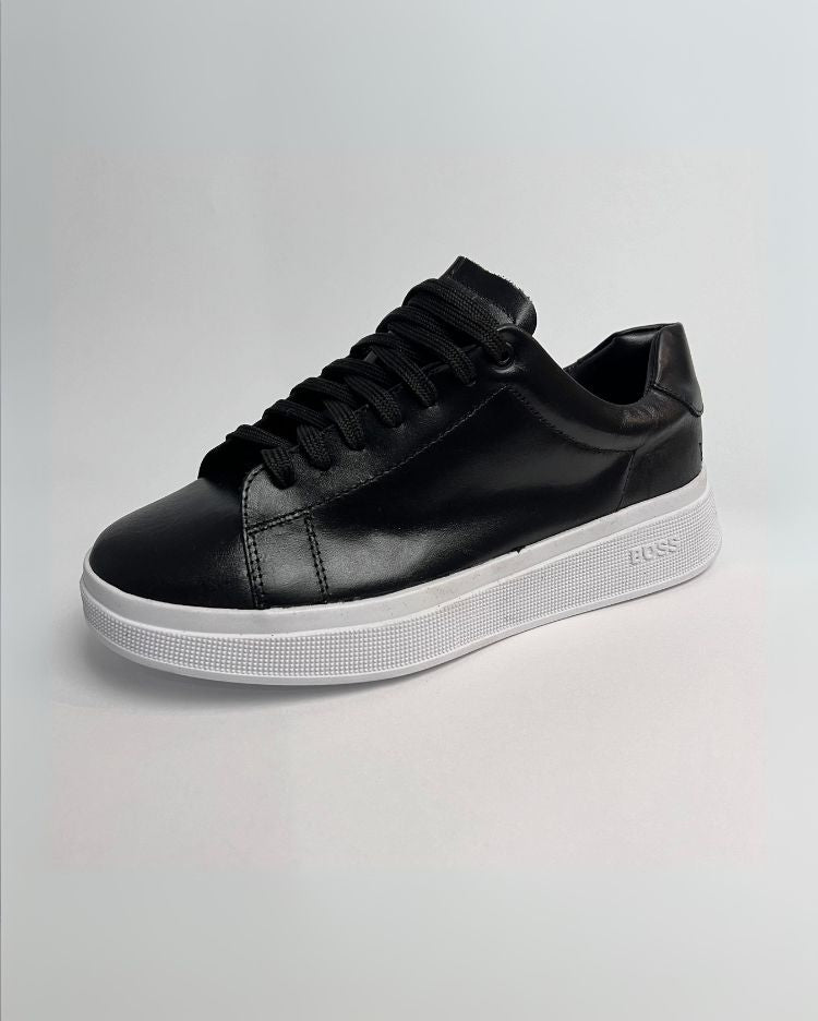 Tênis Boss Preto com Branco Couro