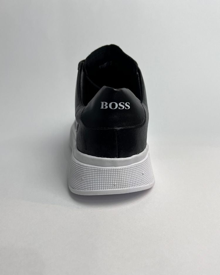 Tênis Boss Preto com Branco Couro
