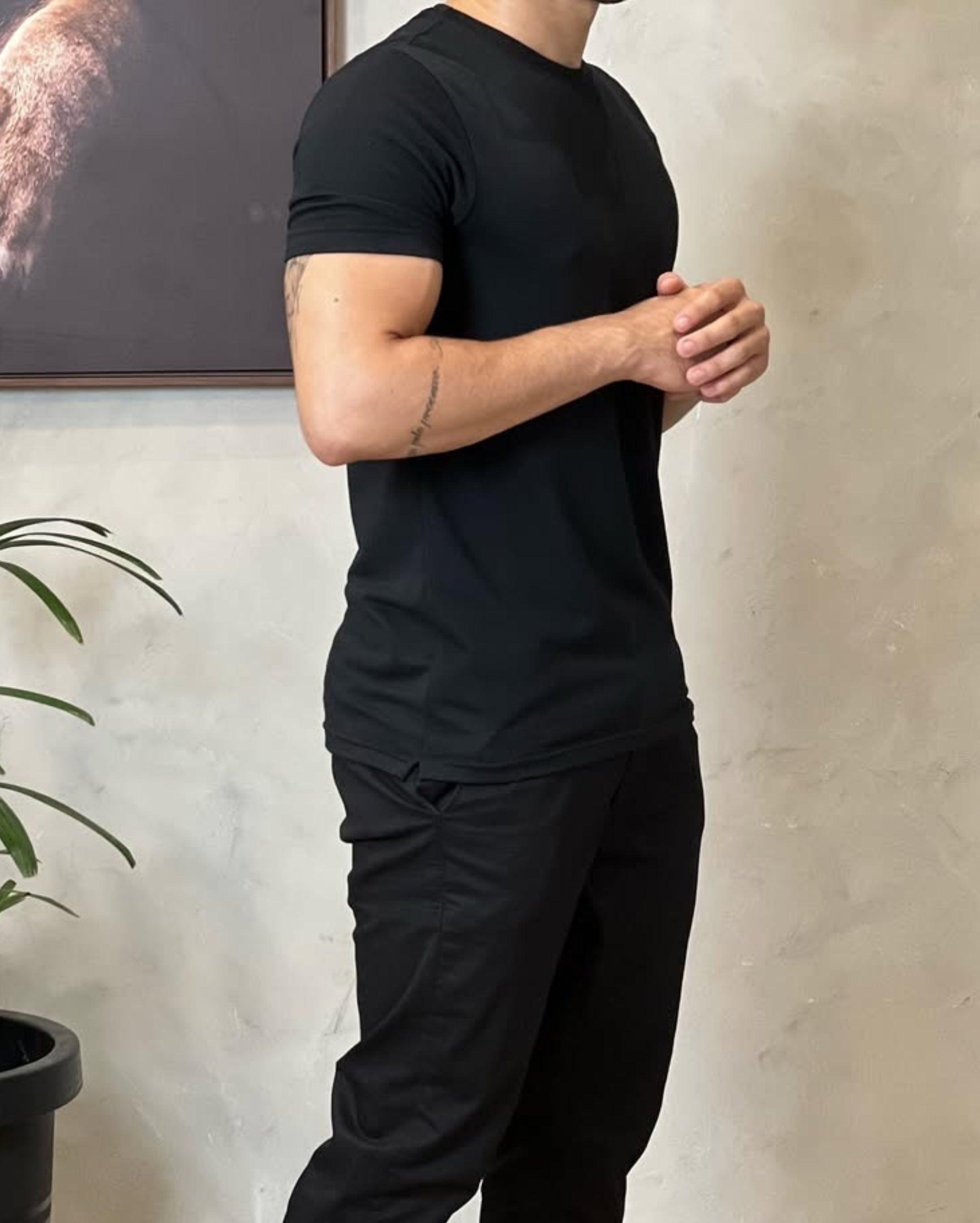 Camisa Texturizada Básica Preto