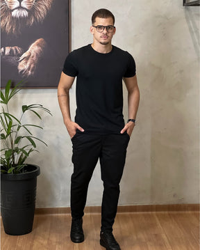 Camisa Texturizada Básica Preto