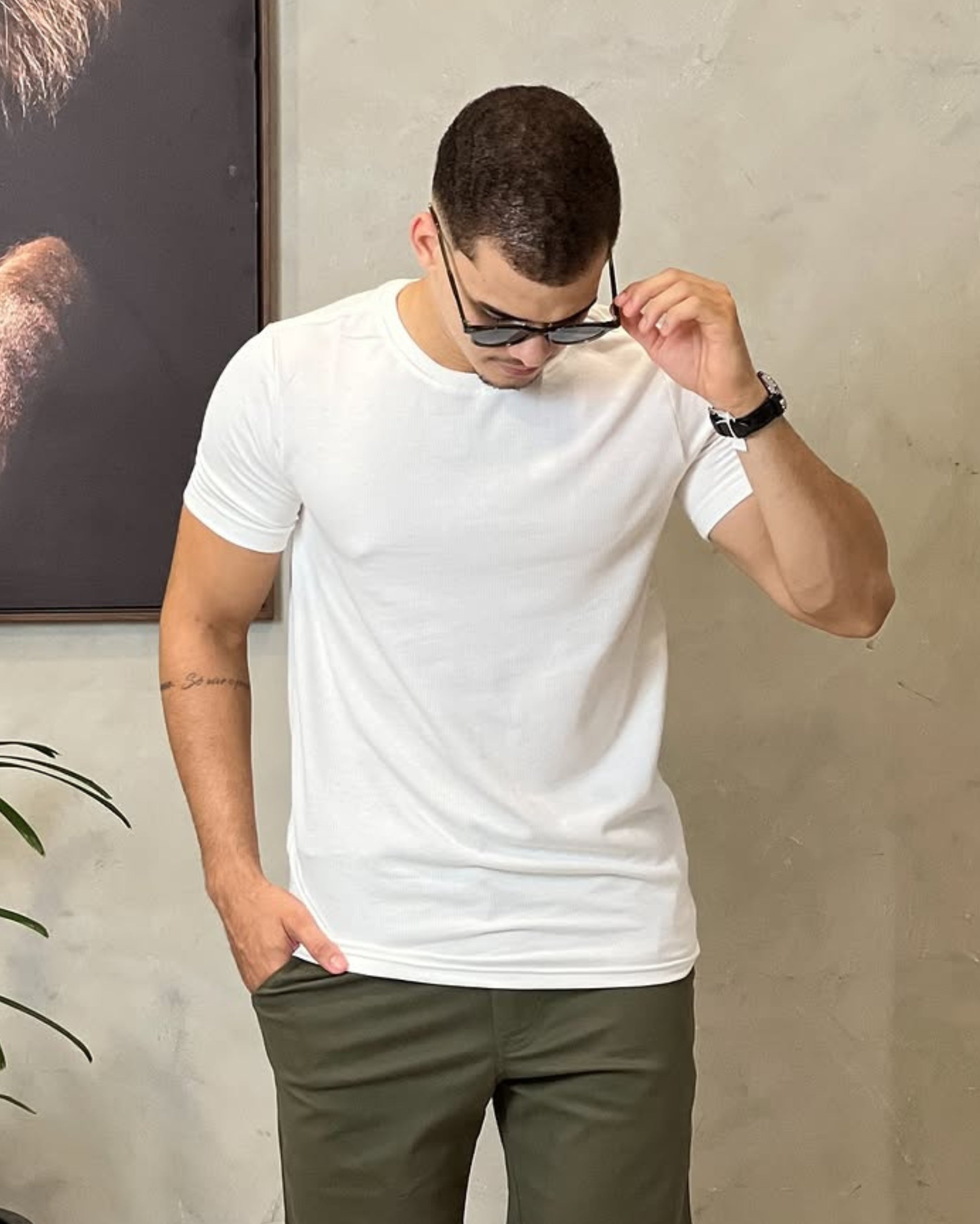 Camisa Texturizada Básica Branco