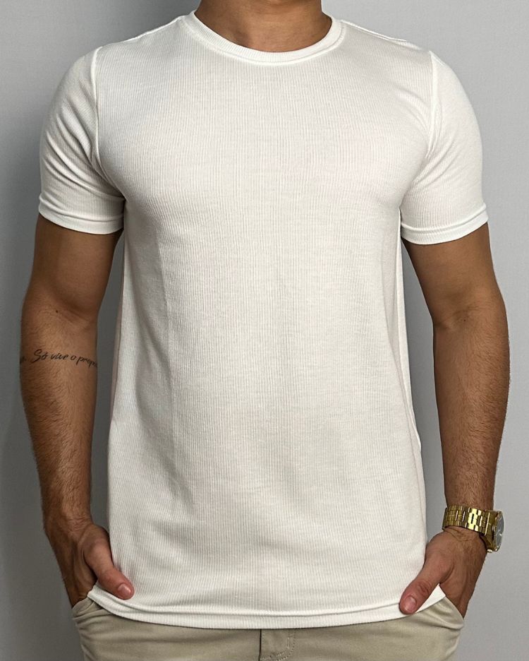Camisa Texturizada Básica Creme