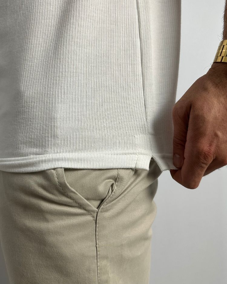 Camisa Texturizada Básica Creme