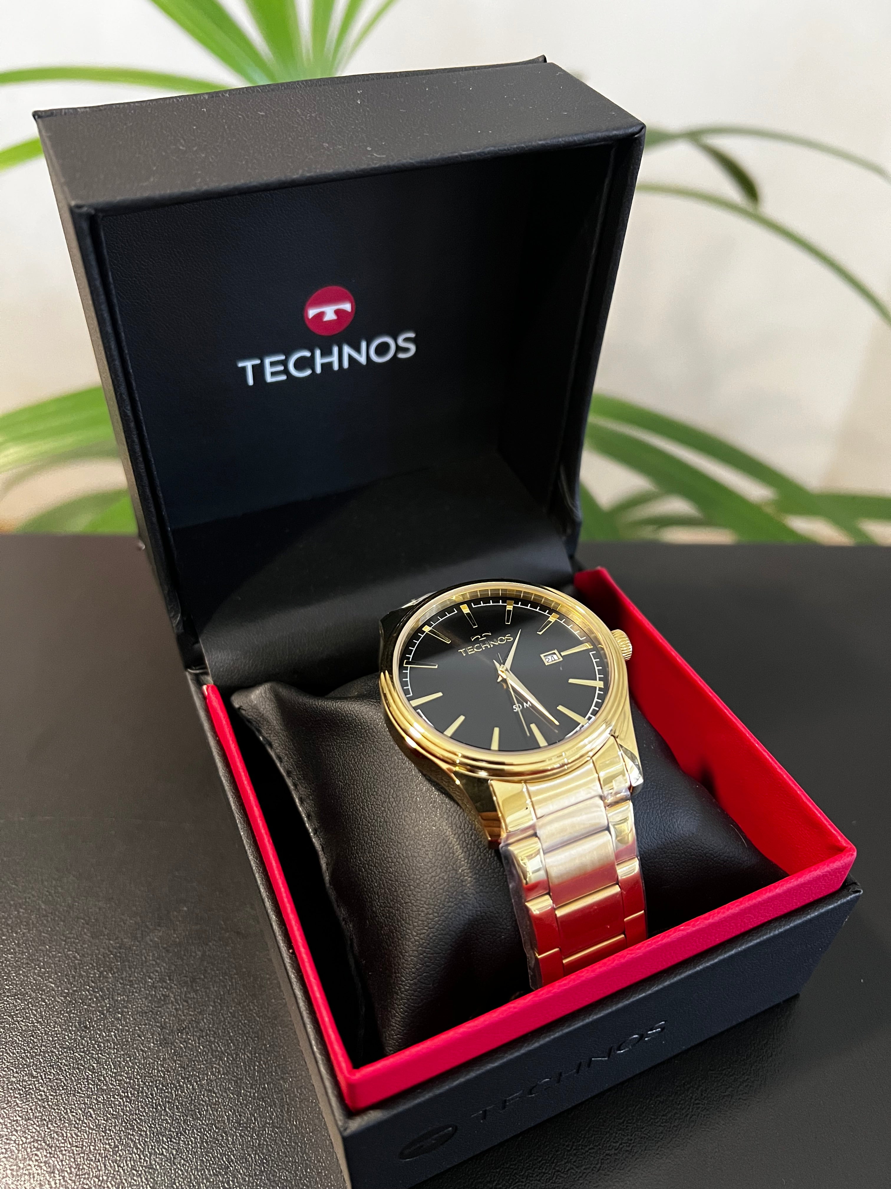 Relógio TECHNOS masculino puls. em aço com caixa