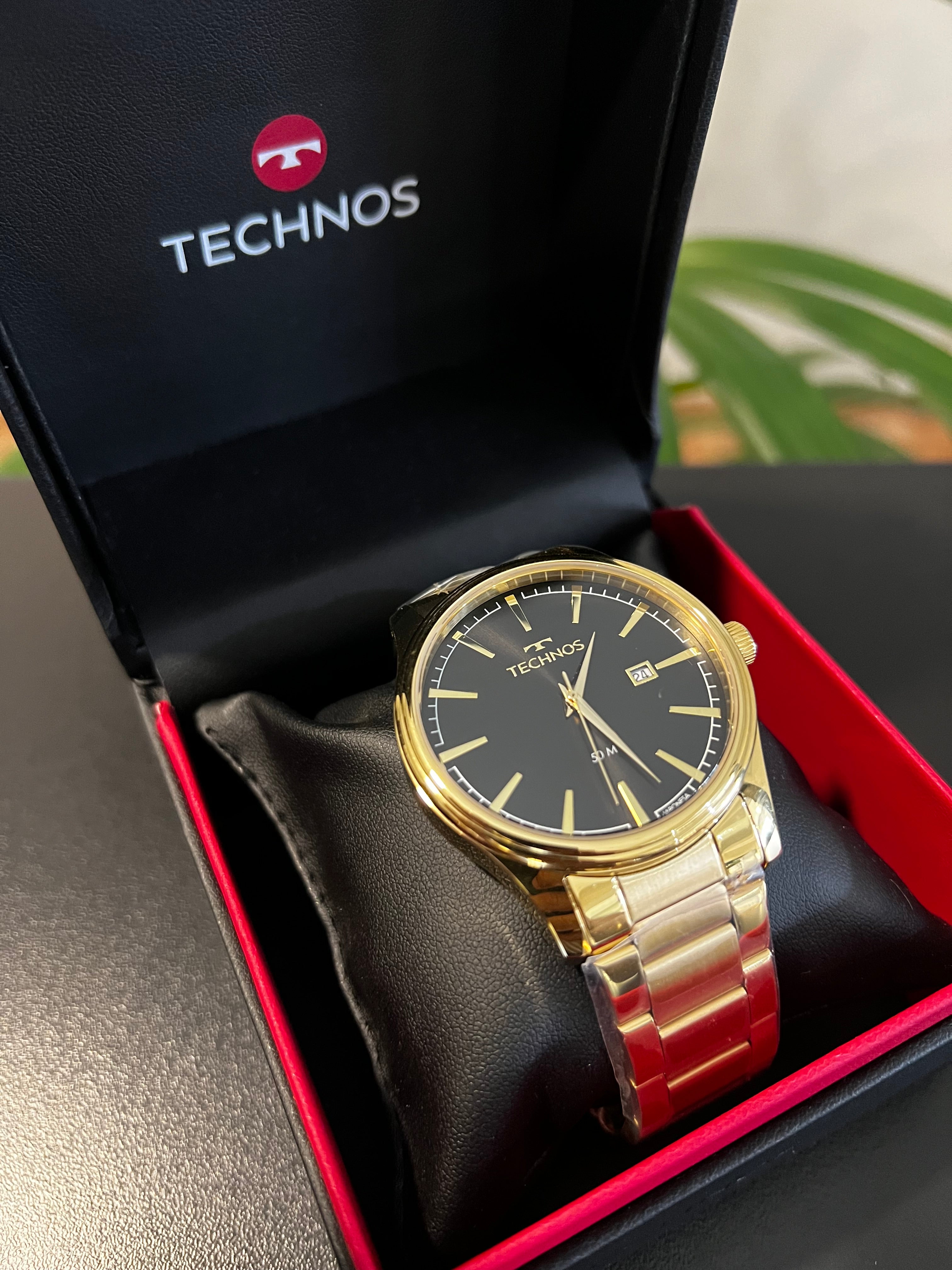 Relógio TECHNOS masculino puls. em aço com caixa