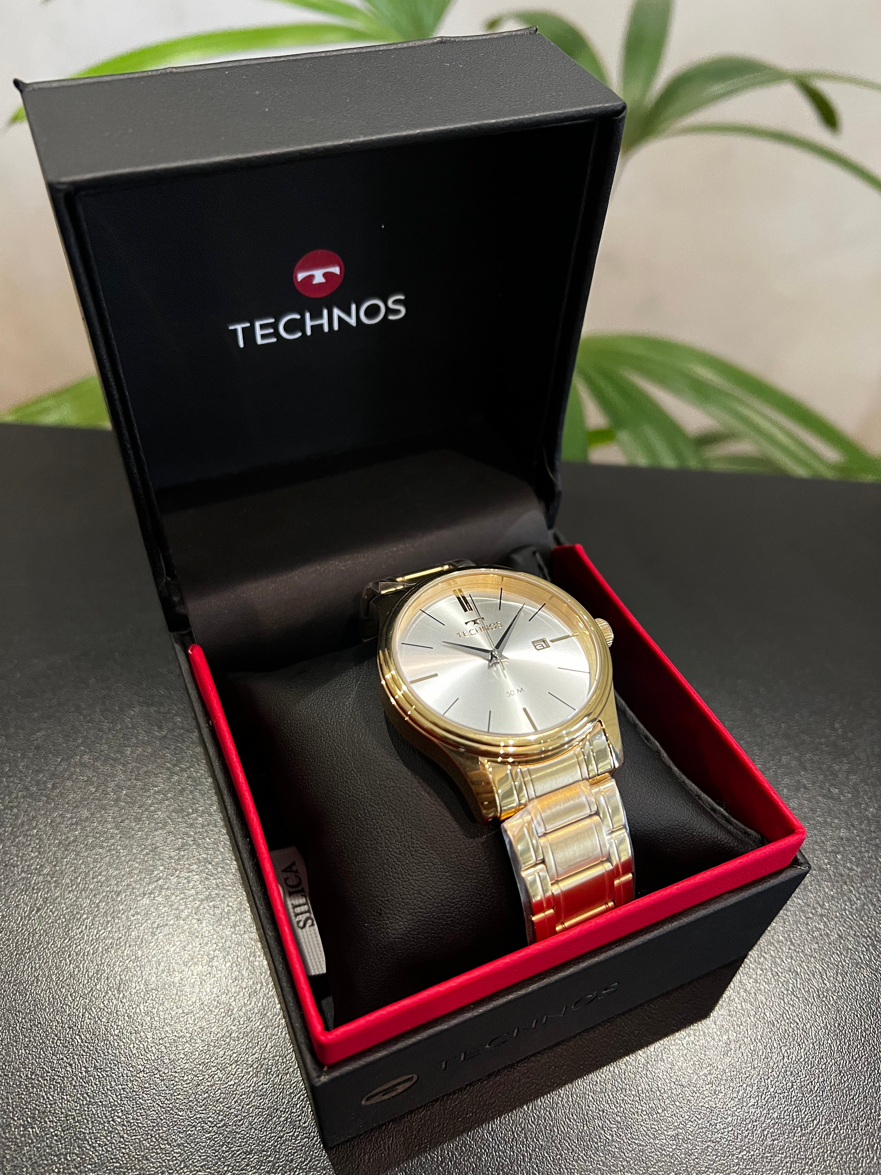 Relógio TECHNOS masculino puls. em aço com caixa