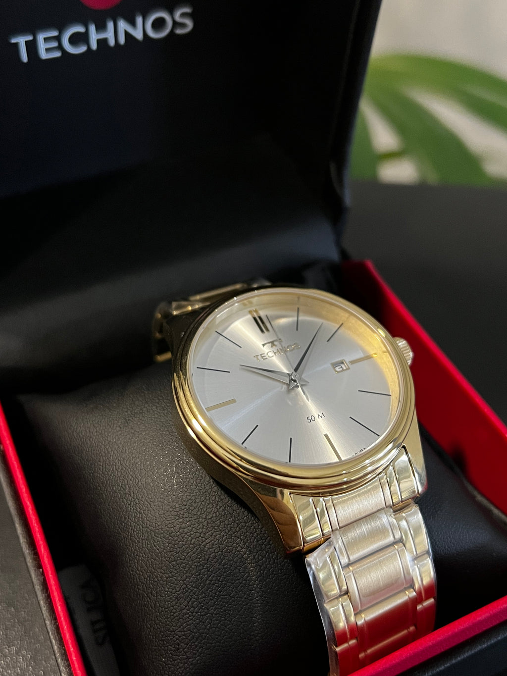 Relógio TECHNOS masculino puls. em aço com caixa