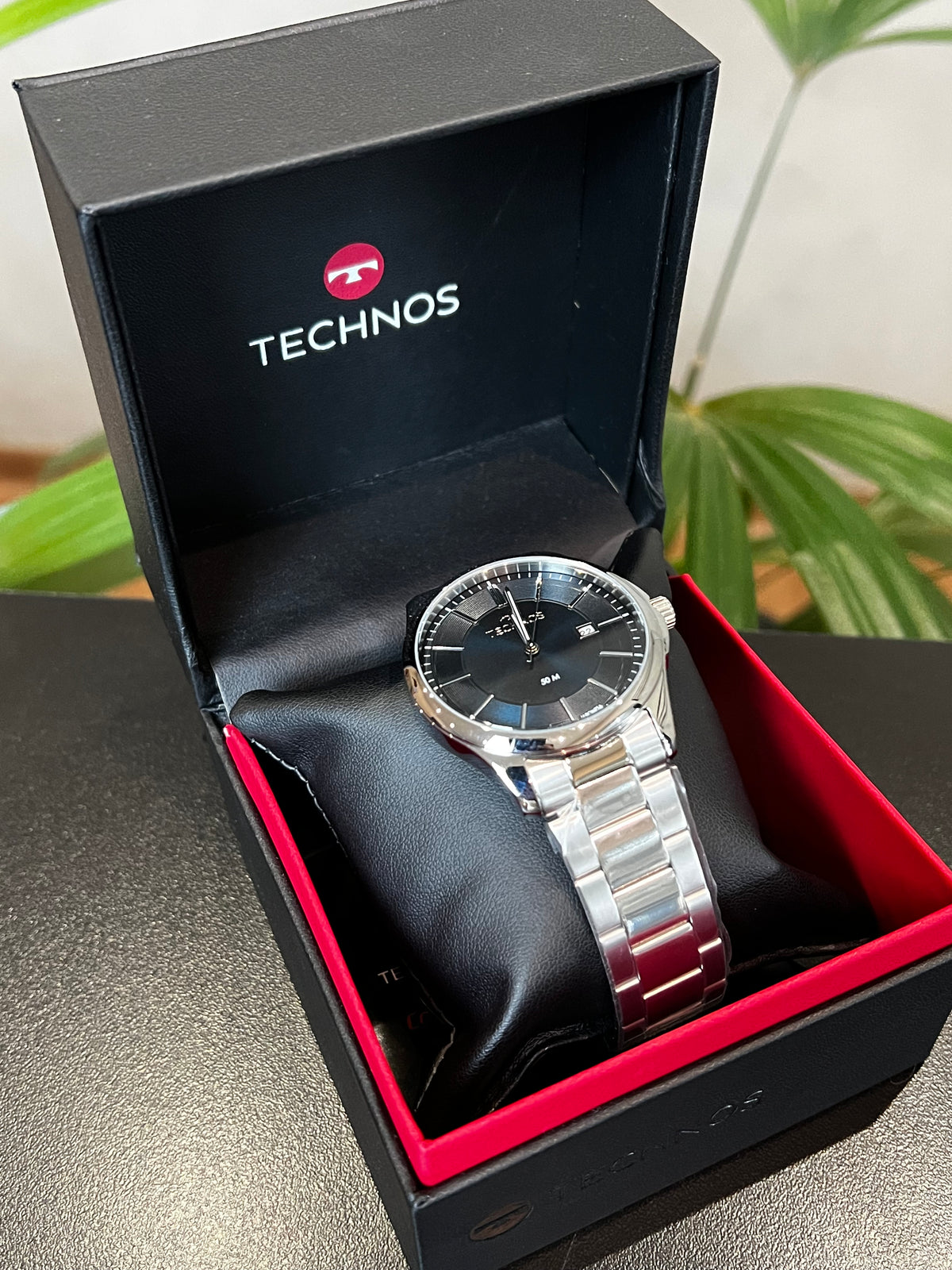 Relógio TECHNOS masculino puls. em aço com caixa
