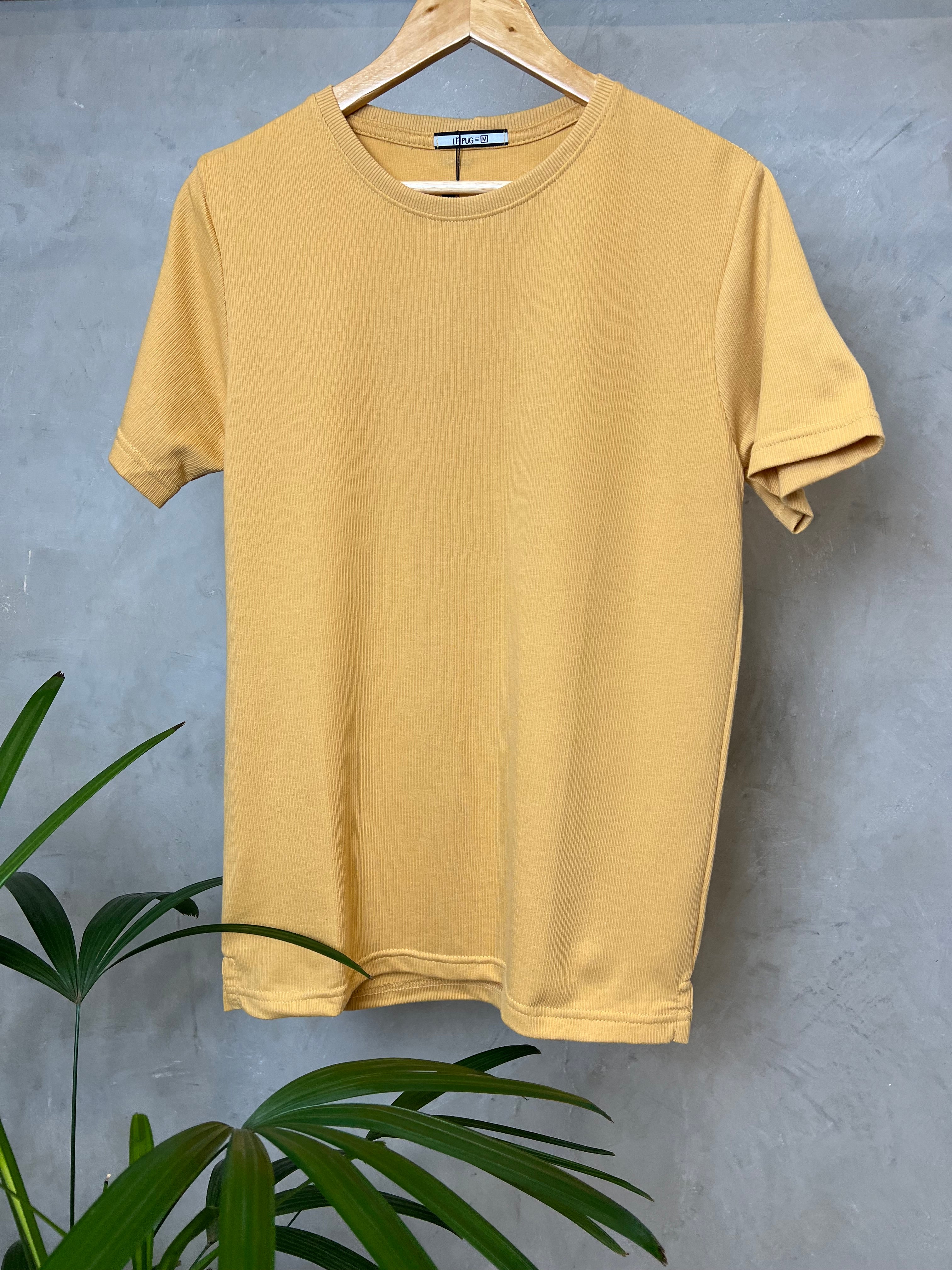 Camisa Texturizada Básica 100% algodão mostarda